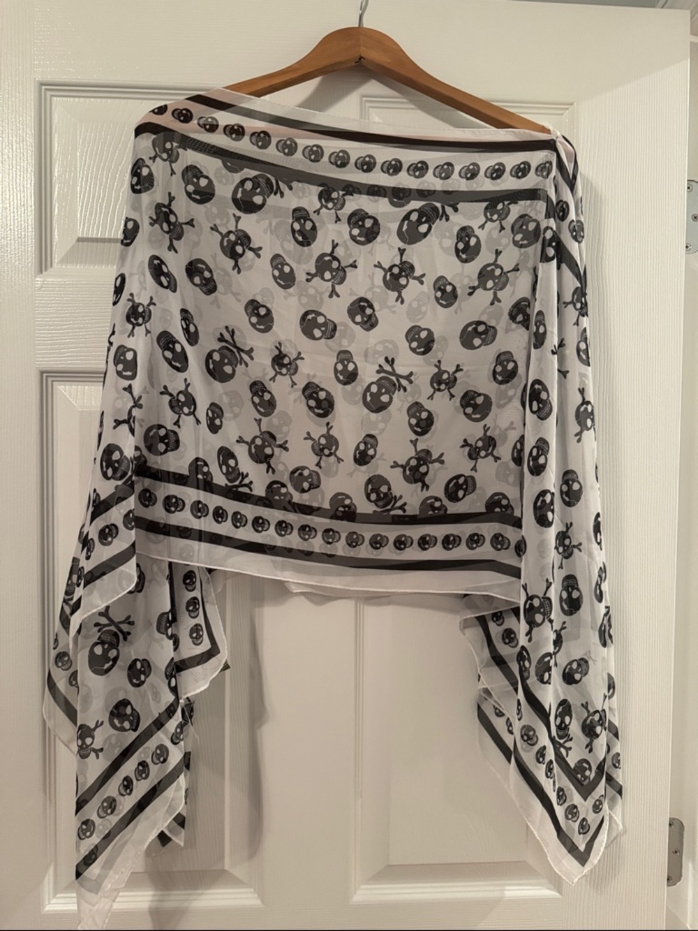Sheer Black and White Skull Print Blouse - Lightweight Cover-Up